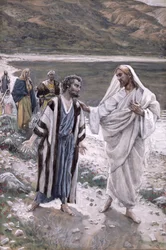 Feed My Lambs, ilustrace pro The Life of Christ, cca 1884-96 (wc a kvaš na kartonu)