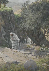 Šel na cestě do Efraima, ilustrace ze Života našeho Pána Ježíše Krista, 1886-96 (wc přes grafit na papíře)
