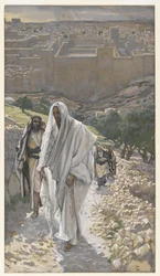 Ježíš jde večer do Bethany, ilustrace ze Života našeho Pána Ježíše Krista, 1886-94 (wc přes grafit na papíře)