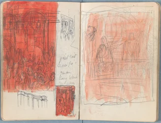 Stránky z alba Sketches for The Life of Our Lord Jesus Christ, pozdní 80. léta 19. století (grafit a praní na papíře)