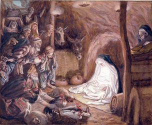 Klanění pastýřů, ilustrace k The Life of Christ, c.1886-94 (kvaš na kartonu)