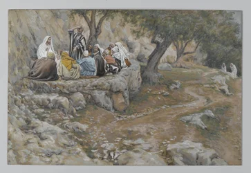 Primát svatého Petra, ilustrace ze Života našeho Pána Ježíše Krista, 1886-96 (wc přes grafit na papíře)