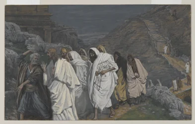 Protestace svatého Petra, ilustrace ze Života našeho Pána Ježíše Krista, 1886-94 (wc přes grafit na papíře)