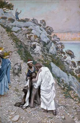 The Swine Driven into the Sea, ilustrace pro The Life of Christ, c.1886-94 (wc & kvaš na kartonu)