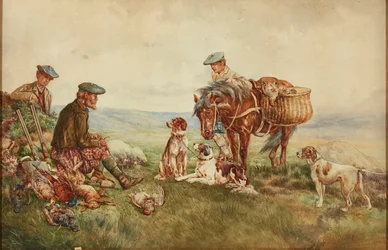 Lovecká párty (akvarel)