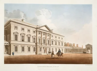 Leinster House, Dublin, 1792 (ručně kolorovaná rytina)