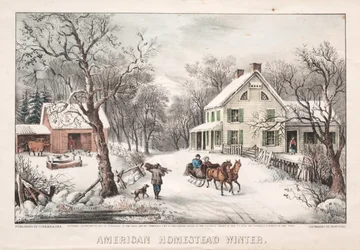 Americká usedlost, zima, 1868.