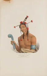 O-CHE-NA-SHINK-KAD aneb Muž, který stojí a útočí; náčelník Winnebago, z knihy The Aboriginal Portfolio (Domorodé portfolio)