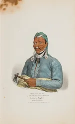 TENS-QUA-TA-WA neboli Ten, který otevírá dveře; Shawneský prorok (bratr Tecumthe), z Domorodého portfolia