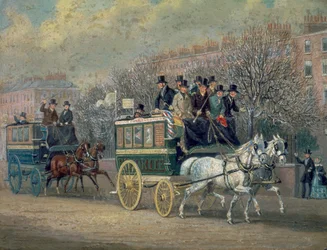 „Pouliční scéna se dvěma omnibusy“, 1845.