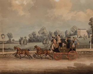 Cambridge Coach (barevná rytina)