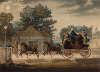 Mail Coach by Moonlight (barevná rytina)