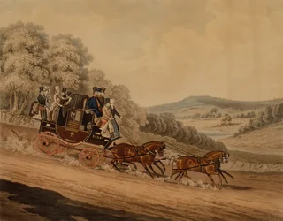 Manchester Coach (barevná rytina)
