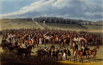 The Betting Post, tisk vytvořil Charles Hunt, 1836 (akvatinta)