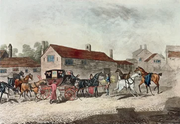 The Mail Coach Changing Horses, vyryl R. Havell, 1815