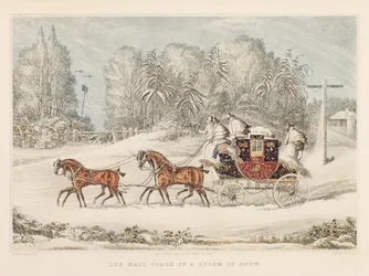Poštovní autobus v bouři sněhu, 1825