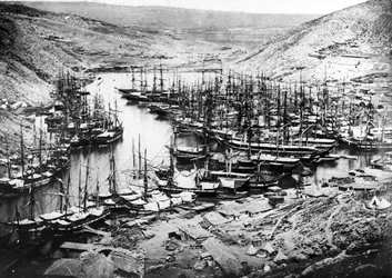 Přístav Balaklava během krymské války, kolem roku 1855