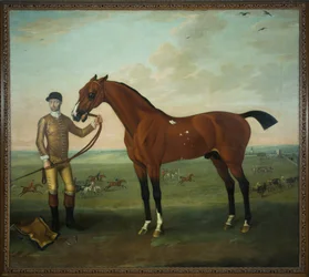 Flying Childers s ženichem na Newmarket Heath, kolem 1722-25 (olej na plátně)
