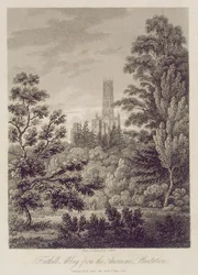 Fonthill Abbey z americké plantáže, publikoval W. Clarke, New Bond Street, 1812