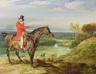 John Levett loví v parku ve Wychnor, Staffordshire
