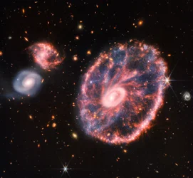 Galaxie Cartwheel (NIRCam a MIRI Composite Image)