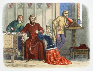 Královna Anna se přimlouvá u Gloucestera a Arundela za sira Simona de Burley, 1388 1864