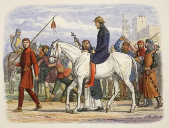 Thomas, hrabě z Lancasteru, veden k popravě, od A Chronicle of England BC 55 do AD 1485, pub. Londýn