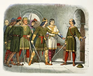William de Breteuil brání státní pokladnu, Winchester, Hampshire, 1100 1864.