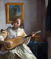 ""Hráč na kytaru" (Hráč na kytaru) Malba Jana Vermeera (Johannes) (1632-1675) - 1672 - Olej na plátně - Rozměr 53x46,3 cm Kenwood House