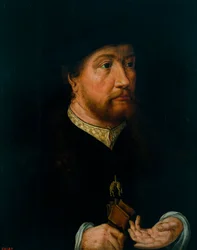 Jindřich III. z Nassau Breda (Nassau-Breda) (1483-1538) - Jindřich III. z Nassau-Breda - Obraz od Jana Gossaerta (nebo Gossart, dit Mabuse) (asi 1478-1532) - asi 1531 - Olej na dřevě - 44x3 - Národní muzeum umění Katalánska, Barcelona