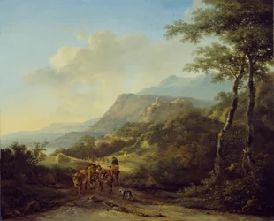 Italská krajina s cestovateli