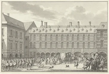Poruchy během jízdy poslanců Dordrechtu přes Stadhouderspoort na Binnenhof, 1786