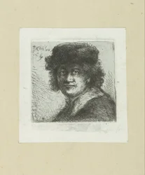 Člověk vloží motyku do platte kraag The Compleat Work of Etchings od Johna Chalona / Oeuvre Complette des Eaux Fortes par Jean Chalon (název série)