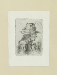 Člověk klade hoge hoed, naar rechts The Compleat Work of Etchings od Johna Chalona / Oeuvre Complette des Eaux Fortes par Jean Chalon (název série)