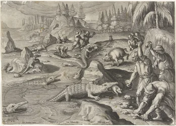 Krokodillenvangst Jachttaferelen (název série) Lov divoké zvěře, drůbeže a ryb v Bestiáři (název série)