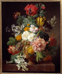 Váza s květinami a tuberózou, obraz Jana Franse van Daela (1764-1840), 1807, rozměry 0,65 x 0,53 m, Lyon, Musée des Beaux-Arts