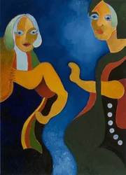 Elderly Woman Admonishing Younger One, 2008 (olej na plátně)