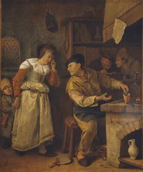Zlatník tavící ženské šperky v přítomnosti notáře: Alchymista, c. 1668-70 (olej na plátně)