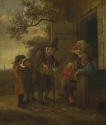 Podomák prodávající brýle mimo chalupu, c. 1653