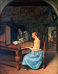 Mladá žena hrající na cembalo, c1659