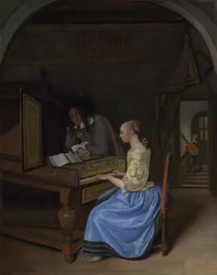 Mladá žena hrající na cembalo, c. 1660