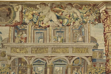 Detail paláce a hudebního anděla z Vertumnus a Pomona, c.1630