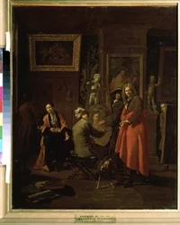 ""The Painter Studio"" (The Painter Studio) Obraz Jana Josepha Horemanse staršího (1682-1759) 1725-1730 Puškinovo muzeum Moskva