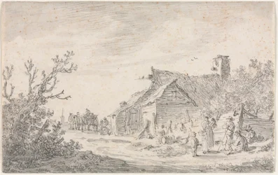 Krajina s chaloupkou a postavami, 1653.