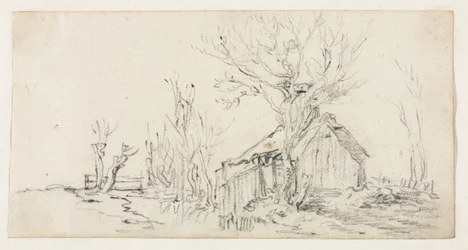 Náčrt krajiny s chalupou, c. 1630.