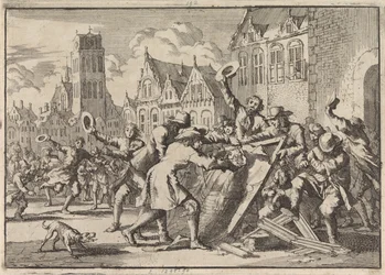 Nepokoje v Dordrechtu, ve kterém je obraz Cornelis de Witt zničen lidmi, 1672