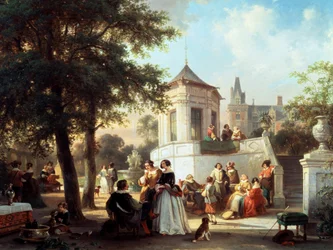 Zahradní slavnost 1854. Peinture de Jan Michiel Ruyten (1813-1881 Belgičan) Collection privee
