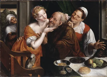 Le couple mal assorti - The Ill-matched Couple, Massys (Matsys), Jan (1510-1575). Olej na dřevě