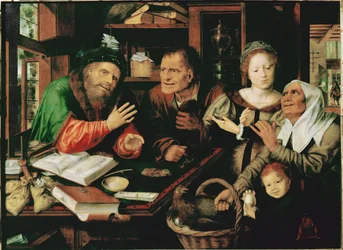 Výběrčí daní (malba na dubovém dřevě)