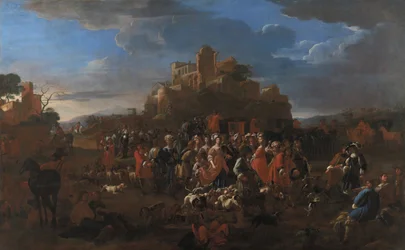 Charles Emmanuel II, vévoda Savojský a Françoise Madeleine dOrléans s královským dvorem